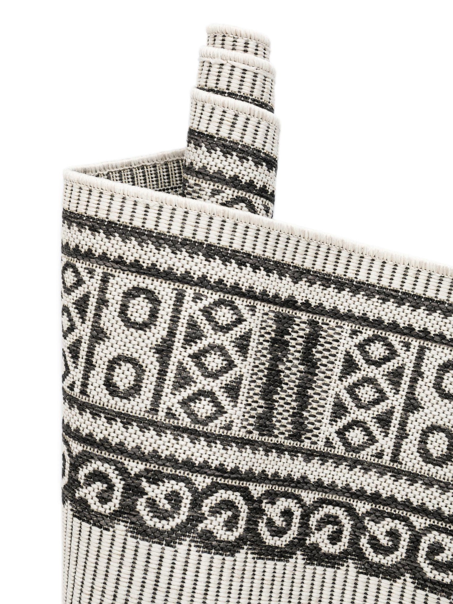 White and Black 9' x 12' Outdoor Traditional Rectangle Area Rug Weather Resistant for Patio, Deck, Terrace, Balcony, Porch Classical Design Outside Carpet for Sale at Rug Engine