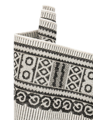 White and Black 9' x 12' Outdoor Traditional Rectangle Area Rug Weather Resistant for Patio, Deck, Terrace, Balcony, Porch Classical Design Outside Carpet for Sale at Rug Engine
