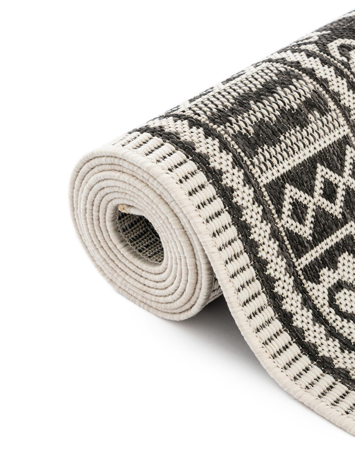 White and Black 9' x 12' Outdoor Traditional Rectangle Area Rug Weather Resistant for Patio, Deck, Terrace, Balcony, Porch Classical Design Outside Carpet for Sale at Rug Engine