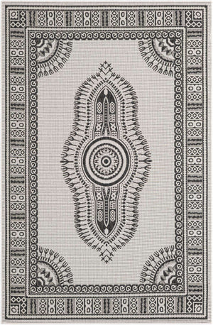 White and Black 5' 3 x 8' Outdoor Traditional Rectangle Area Rug Weather Resistant for Patio, Deck, Terrace, Balcony, Porch Classical Design Outside Carpet for Sale at Rug Engine