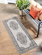 White and Black 2' x 5' 3 Outdoor Traditional Runner Area Rug Weather Resistant for Patio, Deck, Terrace, Balcony, Porch Classical Design Outside Carpet for Sale at Rug Engine