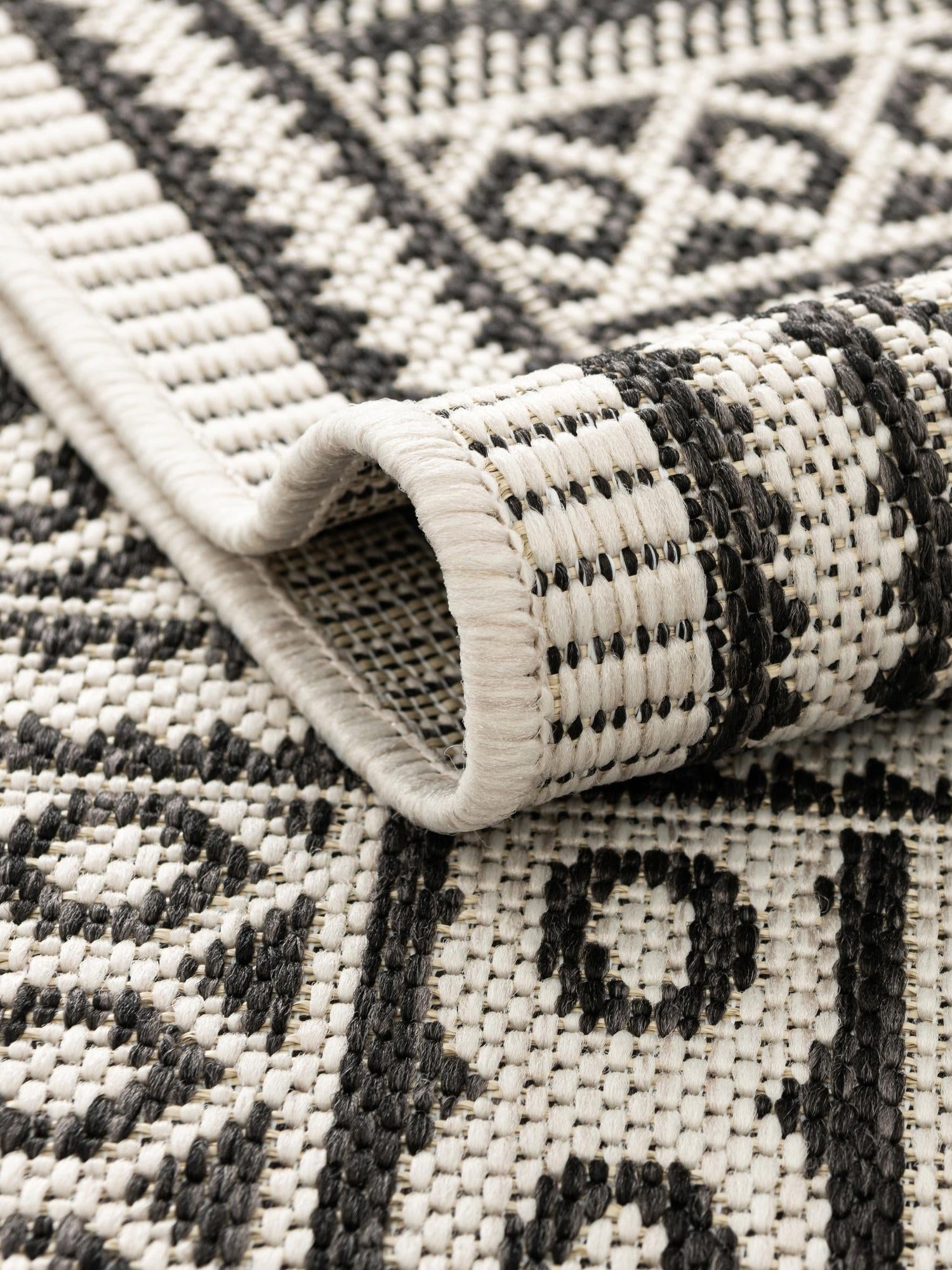 White and Black 10' x 10' Outdoor Traditional Square Area Rug Weather Resistant for Patio, Deck, Terrace, Balcony, Porch Classical Design Outside Carpet for Sale at Rug Engine