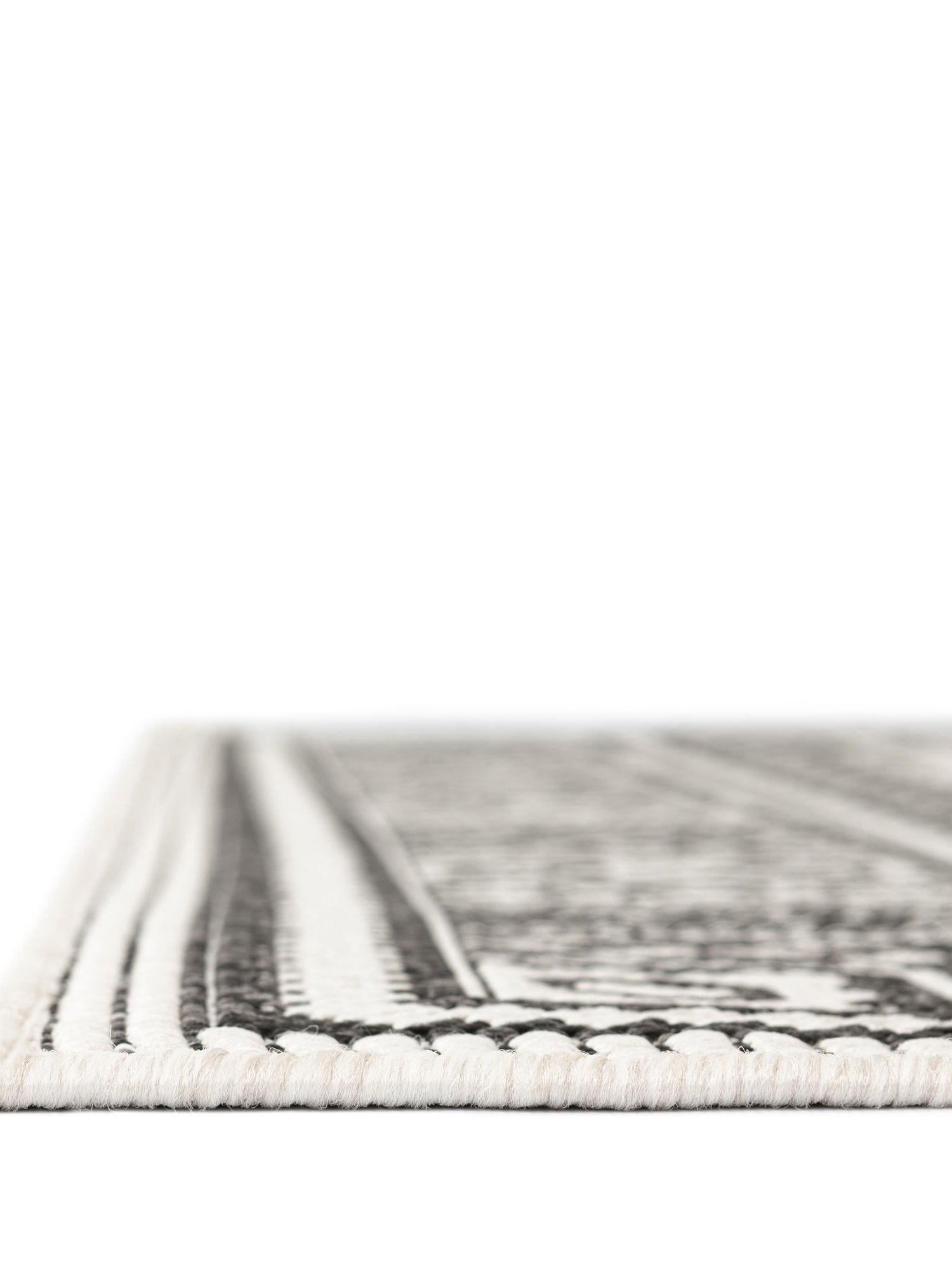 White and Black 10' x 10' Outdoor Traditional Square Area Rug Weather Resistant for Patio, Deck, Terrace, Balcony, Porch Classical Design Outside Carpet for Sale at Rug Engine