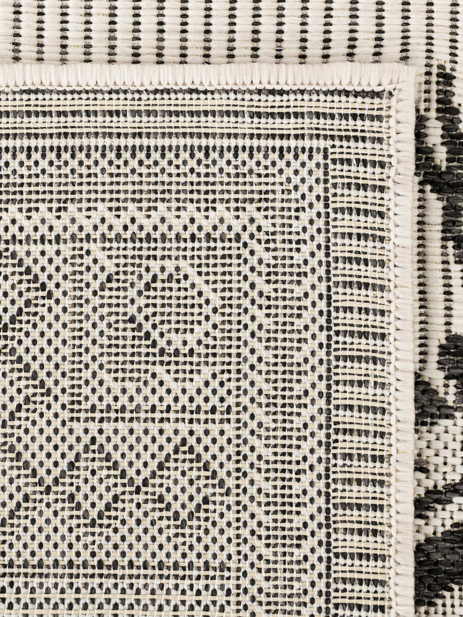White and Black 10' x 10' Outdoor Traditional Square Area Rug Weather Resistant for Patio, Deck, Terrace, Balcony, Porch Classical Design Outside Carpet for Sale at Rug Engine
