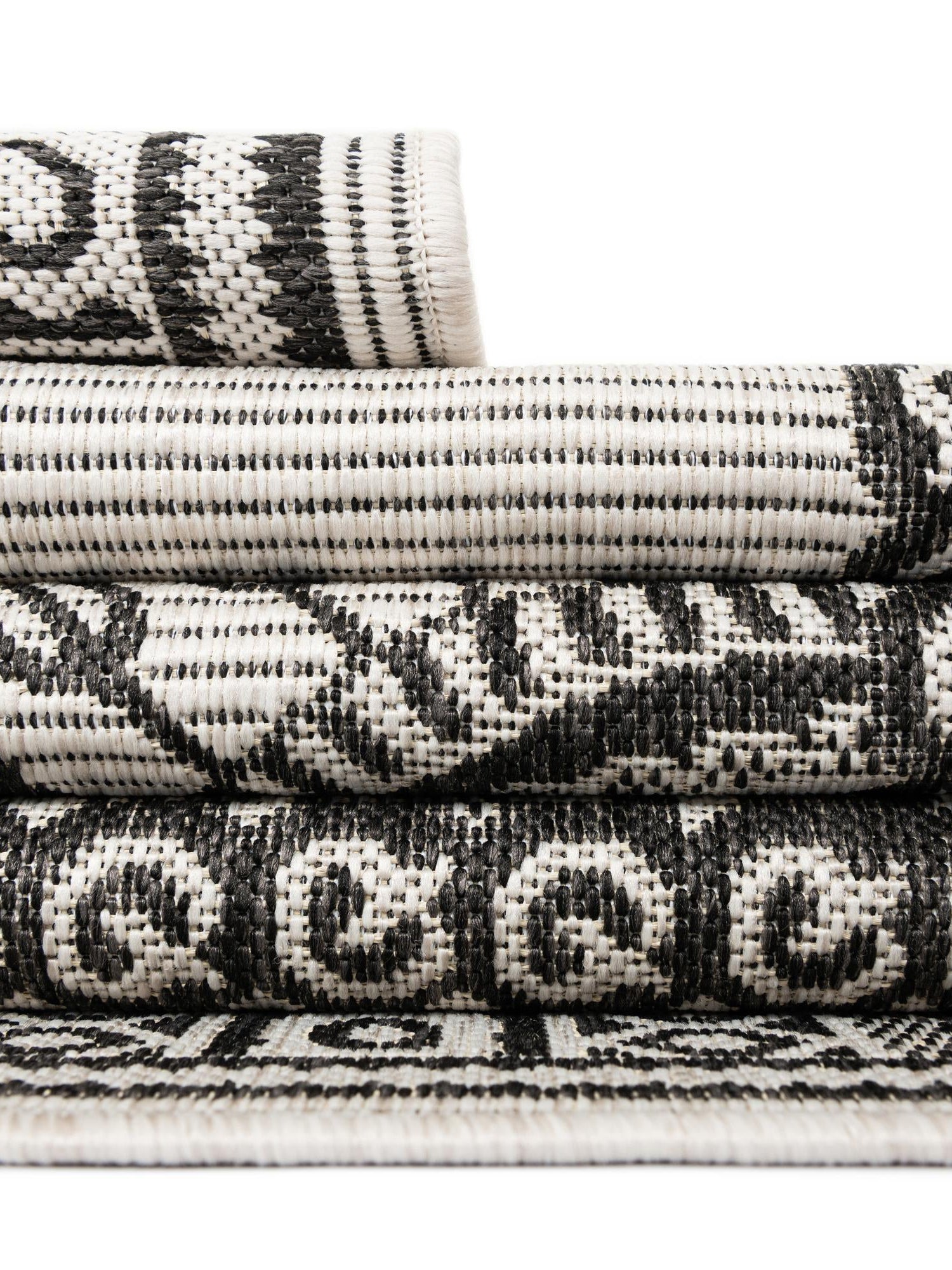 White and Black 10' x 10' Outdoor Traditional Square Area Rug Weather Resistant for Patio, Deck, Terrace, Balcony, Porch Classical Design Outside Carpet for Sale at Rug Engine