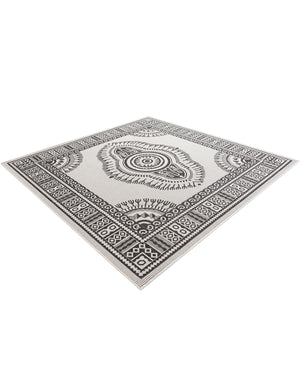 White and Black 7' 10 x 7' 10 Outdoor Traditional Square Area Rug Weather Resistant for Patio, Deck, Terrace, Balcony, Porch Classical Design Outside Carpet for Sale at Rug Engine