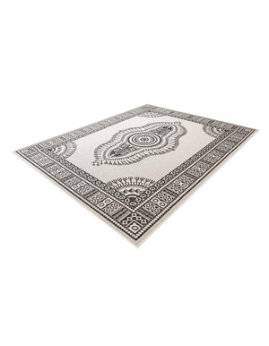 White and Black 7' 10 x 10' Outdoor Traditional Rectangle Area Rug Weather Resistant for Patio, Deck, Terrace, Balcony, Porch Classical Design Outside Carpet for Sale at Rug Engine