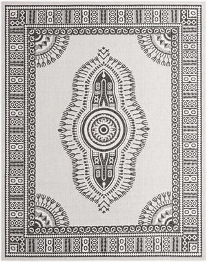 White and Black 7' 10 x 10' Outdoor Traditional Rectangle Area Rug Weather Resistant for Patio, Deck, Terrace, Balcony, Porch Classical Design Outside Carpet for Sale at Rug Engine