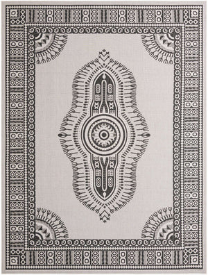 White and Black 9' x 12' Outdoor Traditional Rectangle Area Rug Weather Resistant for Patio, Deck, Terrace, Balcony, Porch Classical Design Outside Carpet for Sale at Rug Engine