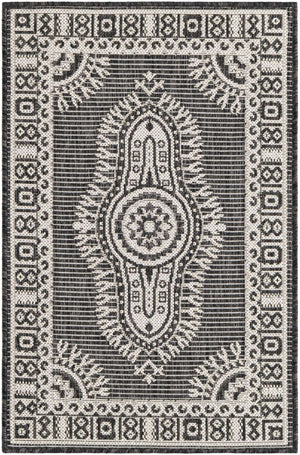 Black and White 2' x 3' 1 Outdoor Traditional Rectangle Area Rug Weather Resistant for Patio, Deck, Terrace, Balcony, Porch Classical Design Outside Carpet for Sale at Rug Engine