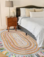 Multicolor White 2' x 3' 1 Chindi Jute Oval Area Rug Interior Design Home Decor Carpet Mat for Sale at Rug Engine