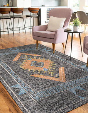 Charcoal Gray 10' x 14' 1 Kilim Wool Rectangle Area Rug Hand Woven All Natural Traditional Carpet for Unique Home Interior Design for Sale at Rug Engine