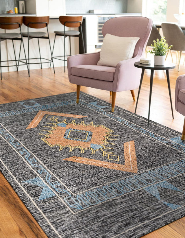 Charcoal Gray 9' x 12' Kilim Wool Rectangle Area Rug Hand Woven All Natural Traditional Carpet for Unique Home Interior Design for Sale at Rug Engine