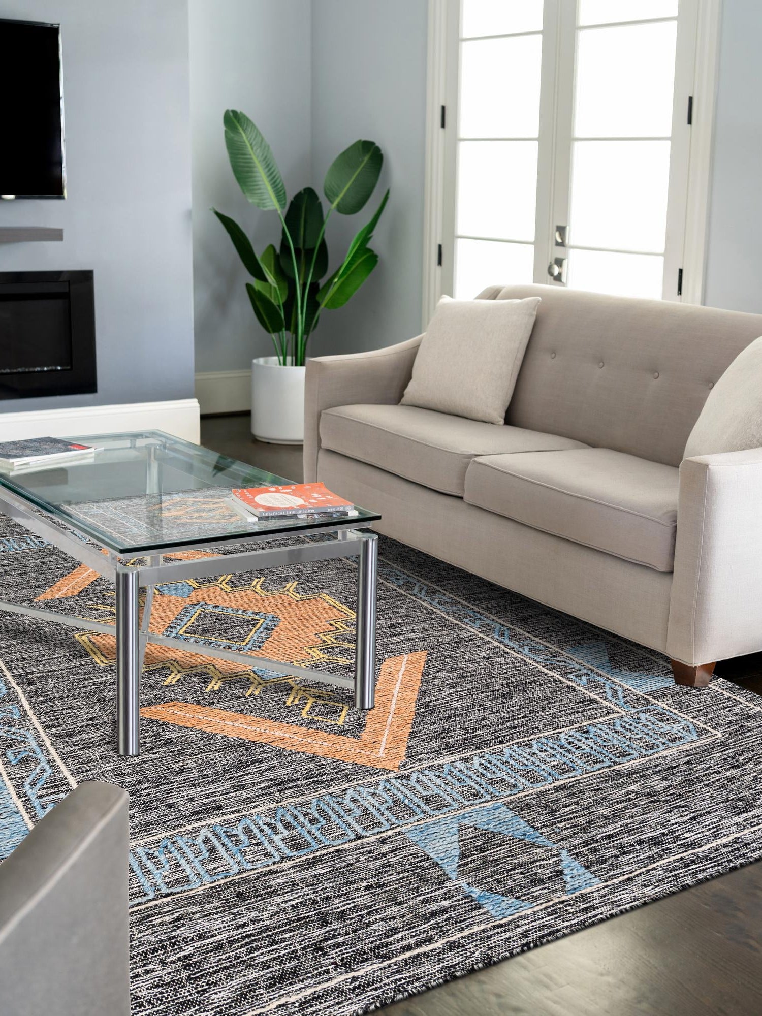 Charcoal Gray 6' 1 x 9' Kilim Wool Rectangle Area Rug Hand Woven All Natural Traditional Carpet for Unique Home Interior Design for Sale at Rug Engine