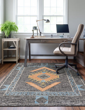 Charcoal Gray 4' 1 x 6' 1 Kilim Wool Rectangle Area Rug Hand Woven All Natural Traditional Carpet for Unique Home Interior Design for Sale at Rug Engine