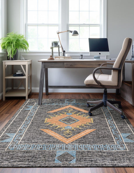 Charcoal Gray 9' x 12' Kilim Wool Rectangle Area Rug Hand Woven All Natural Traditional Carpet for Unique Home Interior Design for Sale at Rug Engine