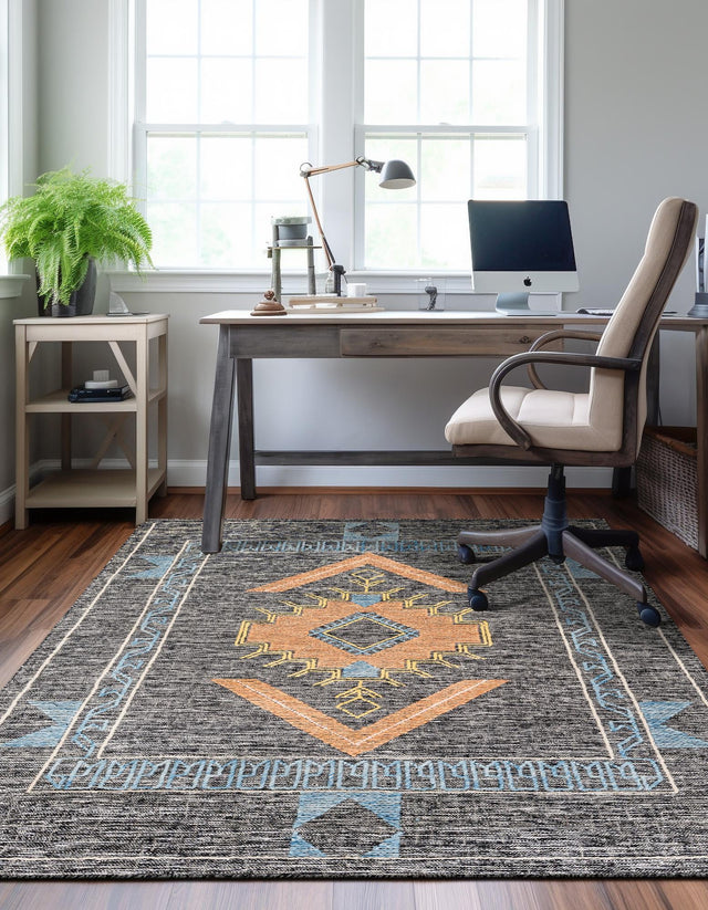 Charcoal Gray 9' x 12' Kilim Wool Rectangle Area Rug Hand Woven All Natural Traditional Carpet for Unique Home Interior Design for Sale at Rug Engine