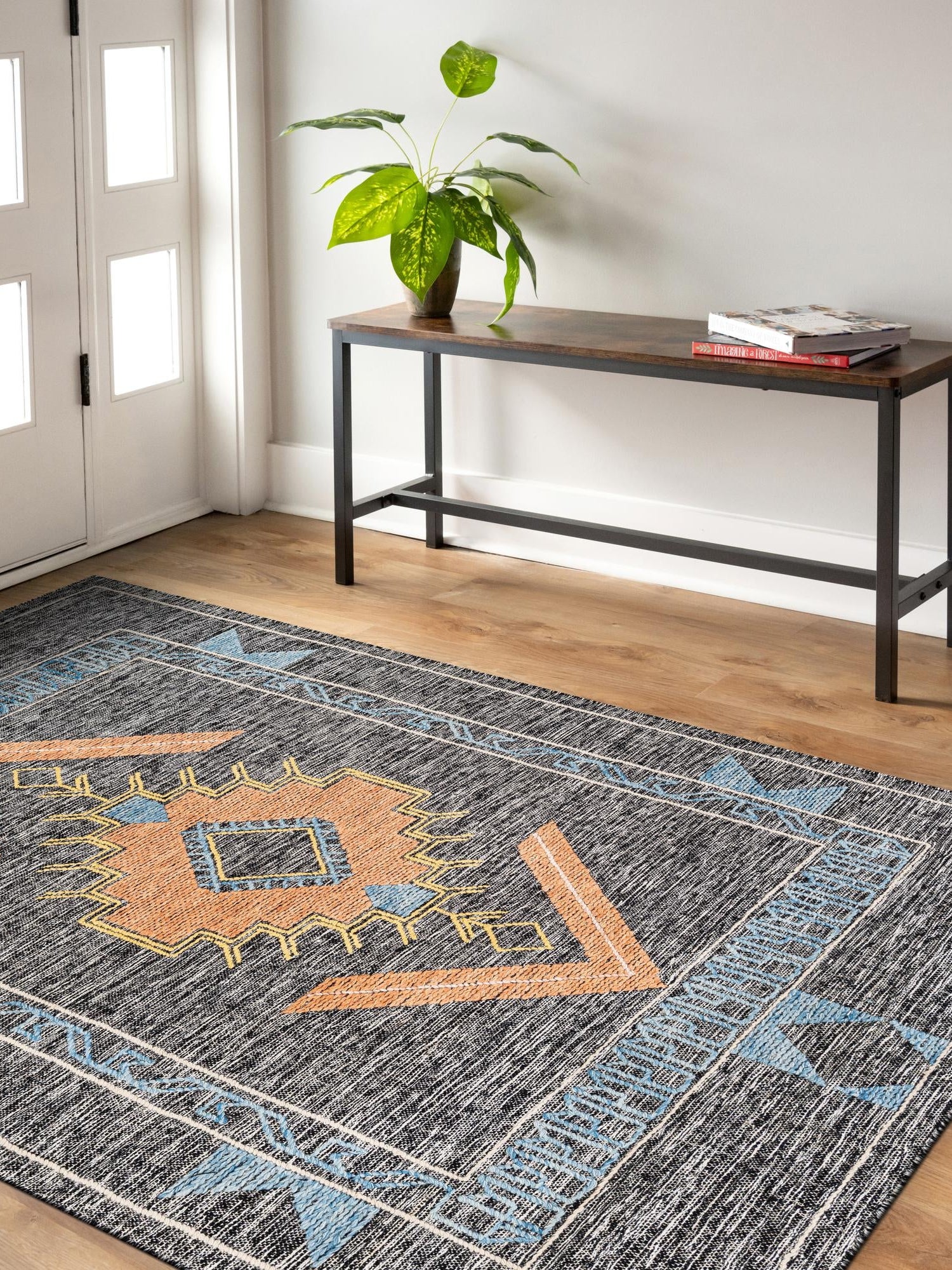 Charcoal Gray 6' 1 x 9' Kilim Wool Rectangle Area Rug Hand Woven All Natural Traditional Carpet for Unique Home Interior Design for Sale at Rug Engine