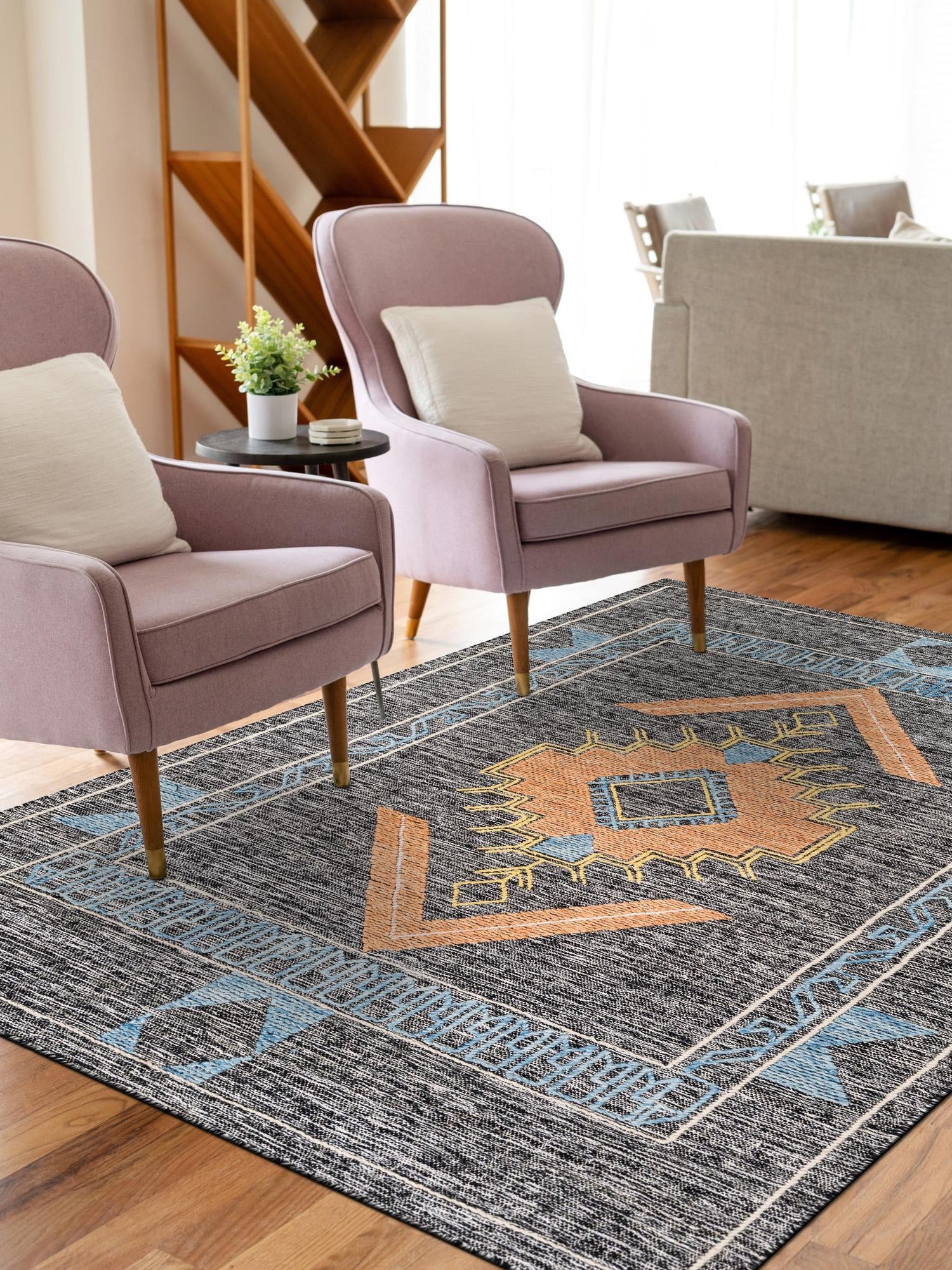 Charcoal Gray 6' 1 x 9' Kilim Wool Rectangle Area Rug Hand Woven All Natural Traditional Carpet for Unique Home Interior Design for Sale at Rug Engine