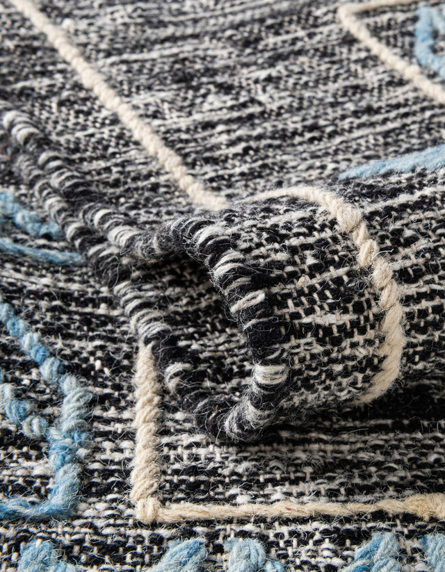 Charcoal Gray 7' 10 x 10' Kilim Wool Rectangle Area Rug Hand Woven All Natural Traditional Carpet for Unique Home Interior Design for Sale at Rug Engine