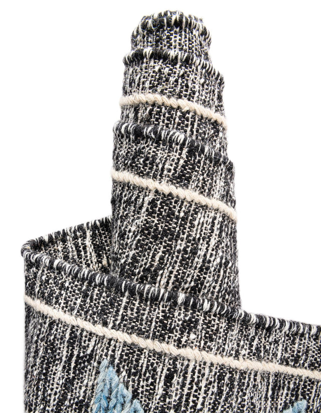 Charcoal Gray 7' 10 x 10' Kilim Wool Rectangle Area Rug Hand Woven All Natural Traditional Carpet for Unique Home Interior Design for Sale at Rug Engine