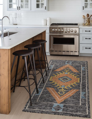 Charcoal Gray 2' x 8' Kilim Wool Runner Area Rug Hand Woven All Natural Traditional Carpet for Unique Home Interior Design for Sale at Rug Engine