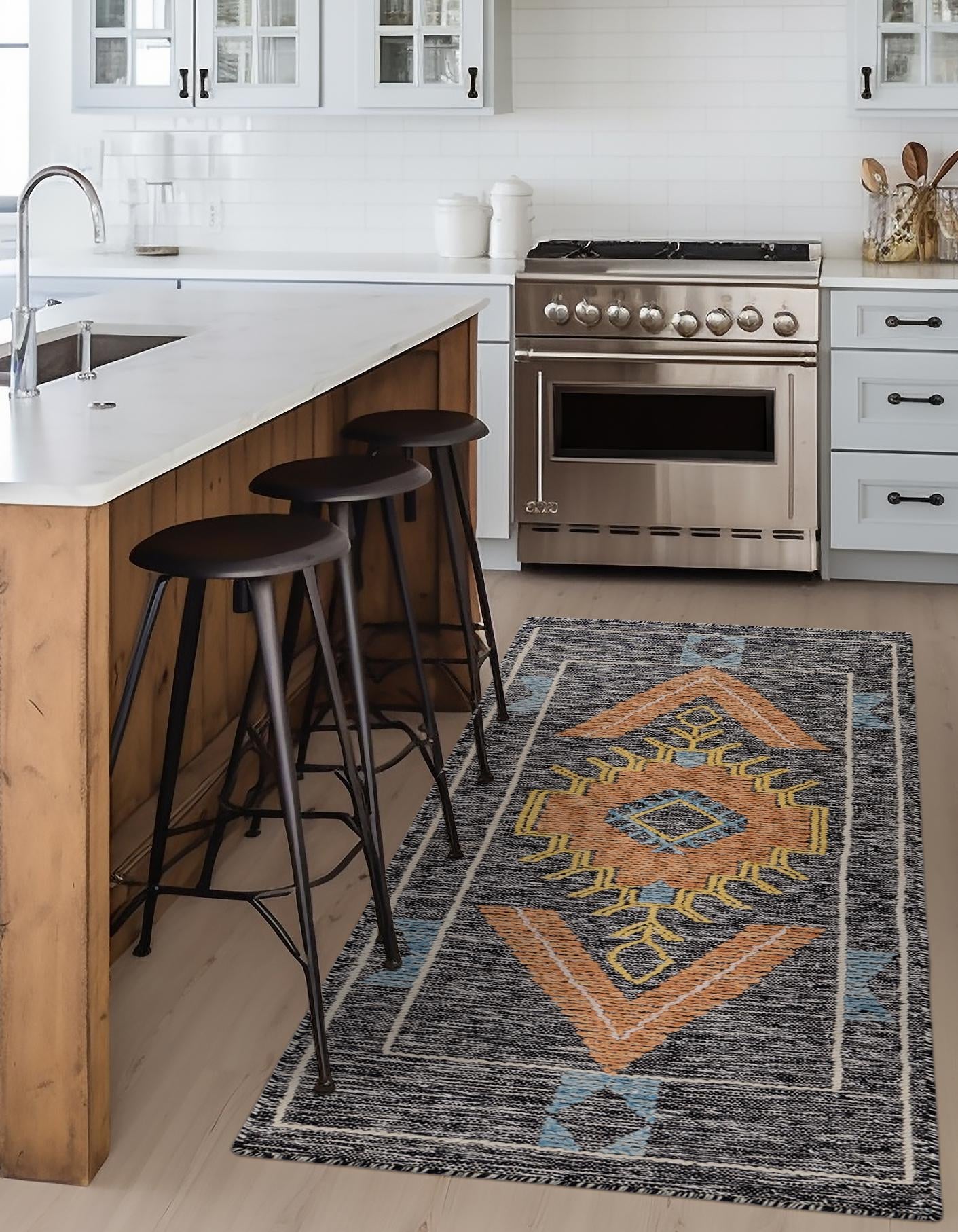 Charcoal Gray 2' 7 x 12' Kilim Wool Runner Area Rug Hand Woven All Natural Traditional Carpet for Unique Home Interior Design for Sale at Rug Engine