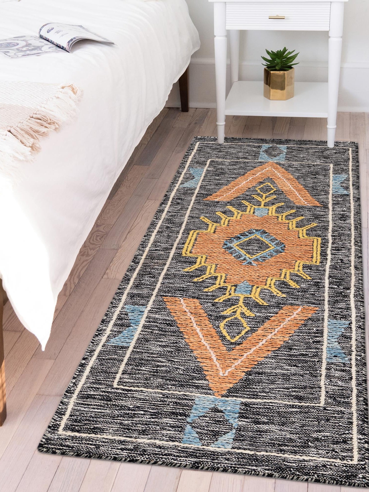 Charcoal Gray 2' x 6' 1 Kilim Wool Runner Area Rug Hand Woven All Natural Traditional Carpet for Unique Home Interior Design for Sale at Rug Engine