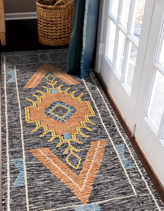 Charcoal Gray 2' 7 x 12' Kilim Wool Runner Area Rug Hand Woven All Natural Traditional Carpet for Unique Home Interior Design for Sale at Rug Engine