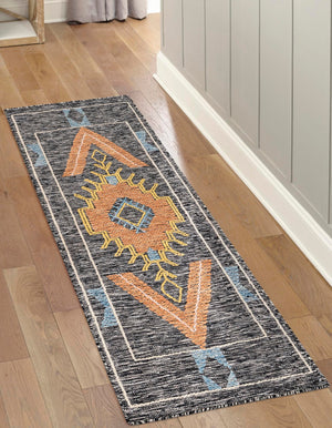 Charcoal Gray 2' x 8' Kilim Wool Runner Area Rug Hand Woven All Natural Traditional Carpet for Unique Home Interior Design for Sale at Rug Engine