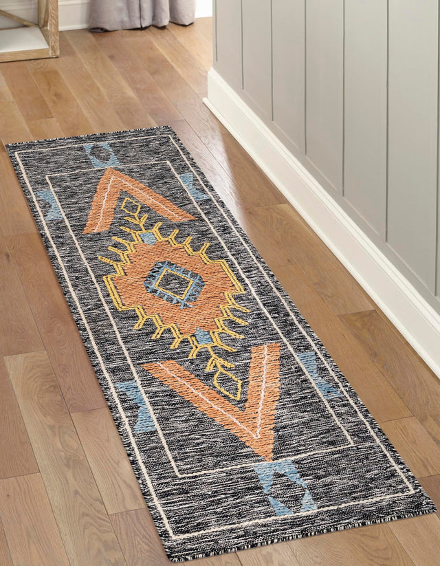 Charcoal Gray 2' x 8' Kilim Wool Runner Area Rug Hand Woven All Natural Traditional Carpet for Unique Home Interior Design for Sale at Rug Engine