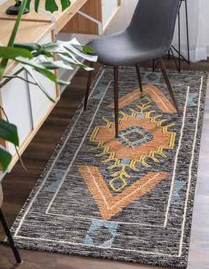 Charcoal Gray 2' 7 x 12' Kilim Wool Runner Area Rug Hand Woven All Natural Traditional Carpet for Unique Home Interior Design for Sale at Rug Engine