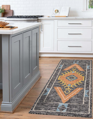 Charcoal Gray 2' x 8' Kilim Wool Runner Area Rug Hand Woven All Natural Traditional Carpet for Unique Home Interior Design for Sale at Rug Engine