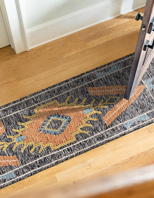Charcoal Gray 2' x 8' Kilim Wool Runner Area Rug Hand Woven All Natural Traditional Carpet for Unique Home Interior Design for Sale at Rug Engine