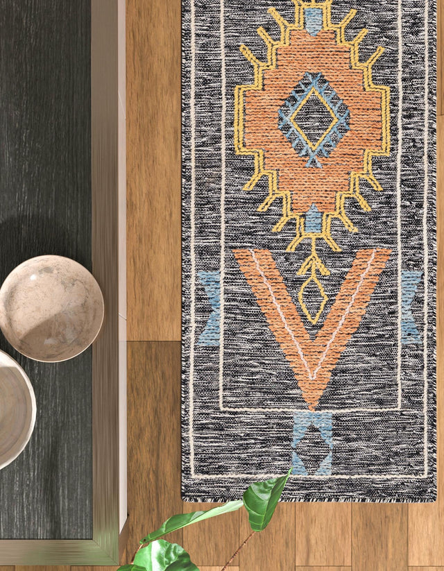 Charcoal Gray 2' x 8' Kilim Wool Runner Area Rug Hand Woven All Natural Traditional Carpet for Unique Home Interior Design for Sale at Rug Engine