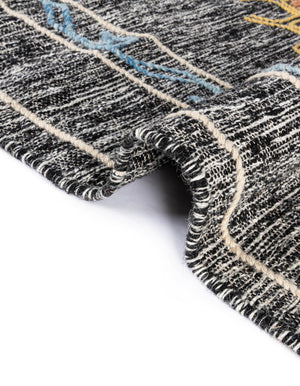 Charcoal Gray 2' x 8' Kilim Wool Runner Area Rug Hand Woven All Natural Traditional Carpet for Unique Home Interior Design for Sale at Rug Engine