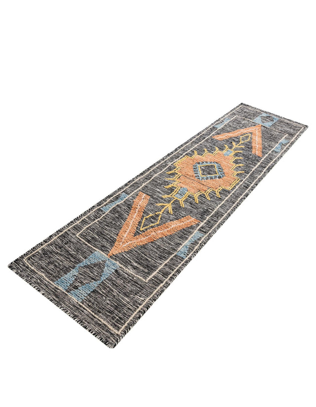Charcoal Gray 2' x 8' Kilim Wool Runner Area Rug Hand Woven All Natural Traditional Carpet for Unique Home Interior Design for Sale at Rug Engine