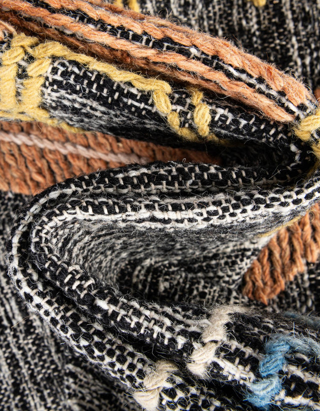 Charcoal Gray 7' 10 x 7' 10 Kilim Wool Square Area Rug Hand Woven All Natural Traditional Carpet for Unique Home Interior Design for Sale at Rug Engine