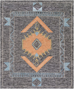 Charcoal Gray 7' 10 x 10' Kilim Wool Rectangle Area Rug Hand Woven All Natural Traditional Carpet for Unique Home Interior Design for Sale at Rug Engine