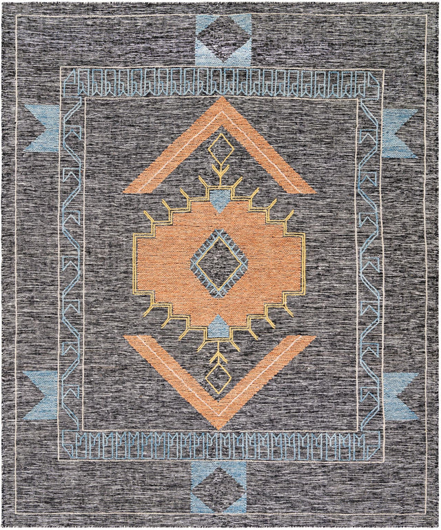 Charcoal Gray 7' 10 x 10' Kilim Wool Rectangle Area Rug Hand Woven All Natural Traditional Carpet for Unique Home Interior Design for Sale at Rug Engine