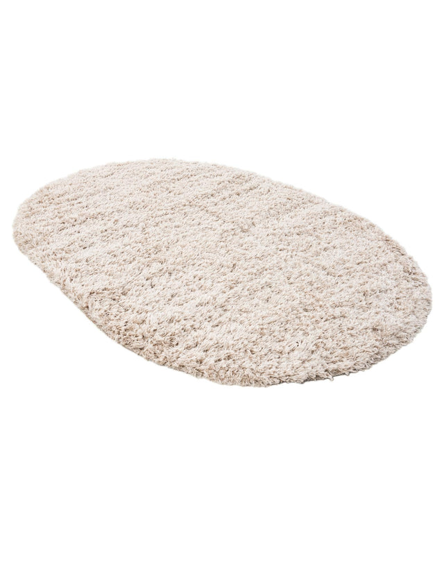 Linen 5' 6 x 8' Infinity Shag Oval Area Rug Thick Soft Touch Fluffy & Plush Shaggy Pile 100% Polypropylene With Jute Backing Solid Color Minimalist Carpet for Sale at Rug Engine
