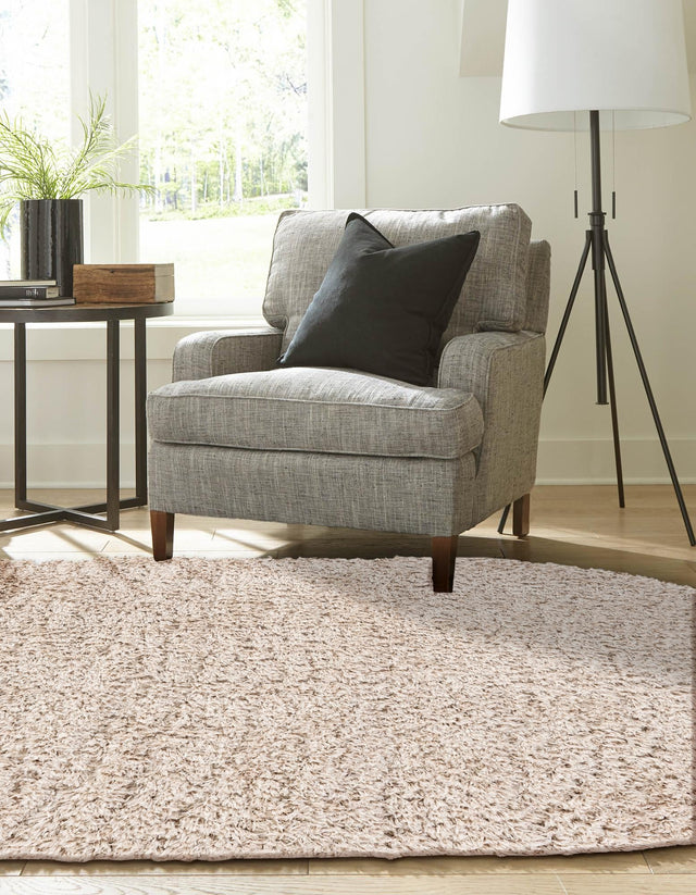 Linen 5' 6 x 8' Infinity Shag Oval Area Rug Thick Soft Touch Fluffy & Plush Shaggy Pile 100% Polypropylene With Jute Backing Solid Color Minimalist Carpet for Sale at Rug Engine