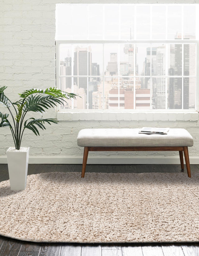 Linen 5' 6 x 8' Infinity Shag Oval Area Rug Thick Soft Touch Fluffy & Plush Shaggy Pile 100% Polypropylene With Jute Backing Solid Color Minimalist Carpet for Sale at Rug Engine