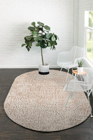 Linen 5' 6 x 8' Infinity Shag Oval Area Rug Thick Soft Touch Fluffy & Plush Shaggy Pile 100% Polypropylene With Jute Backing Solid Color Minimalist Carpet for Sale at Rug Engine