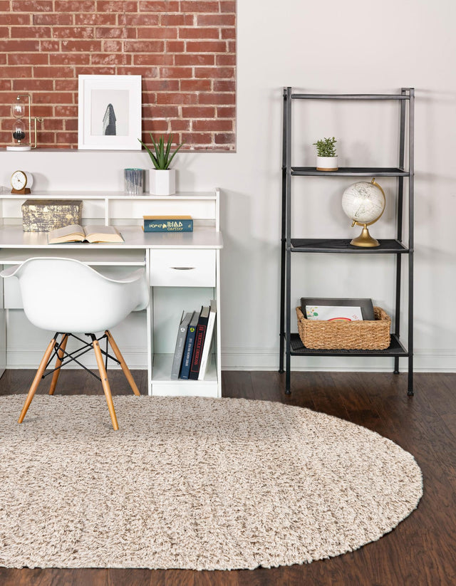 Linen 5' 6 x 8' Infinity Shag Oval Area Rug Thick Soft Touch Fluffy & Plush Shaggy Pile 100% Polypropylene With Jute Backing Solid Color Minimalist Carpet for Sale at Rug Engine