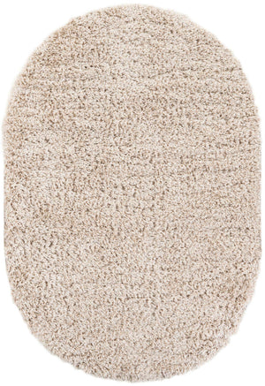 Linen 5' 6 x 8' Infinity Shag Oval Area Rug Thick Soft Touch Fluffy & Plush Shaggy Pile 100% Polypropylene With Jute Backing Solid Color Minimalist Carpet for Sale at Rug Engine