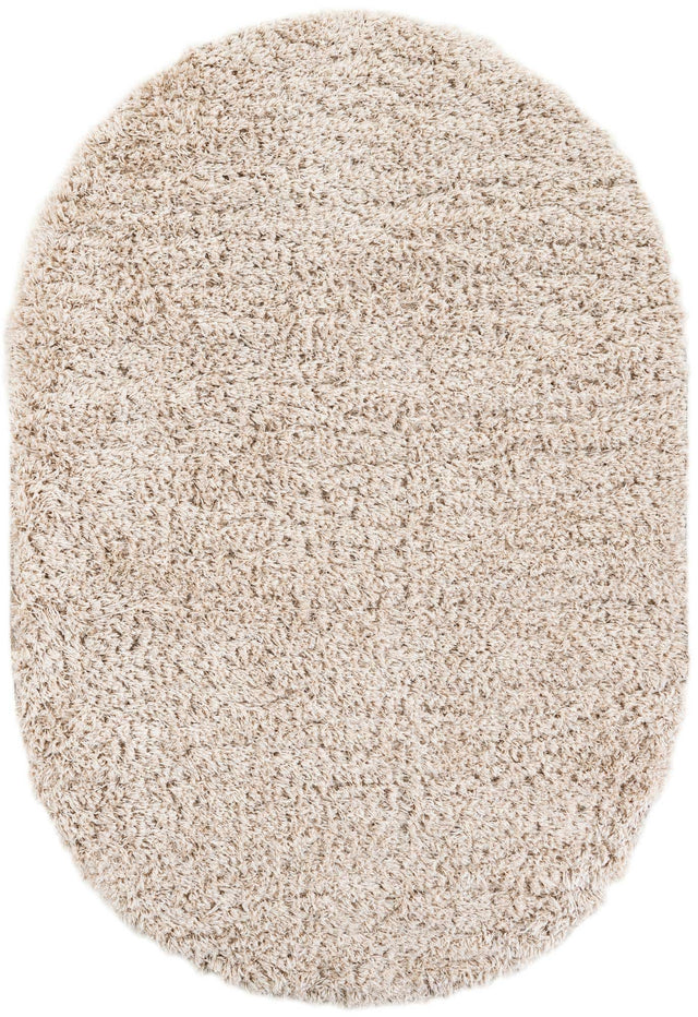 Linen 5' 6 x 8' Infinity Shag Oval Area Rug Thick Soft Touch Fluffy & Plush Shaggy Pile 100% Polypropylene With Jute Backing Solid Color Minimalist Carpet for Sale at Rug Engine