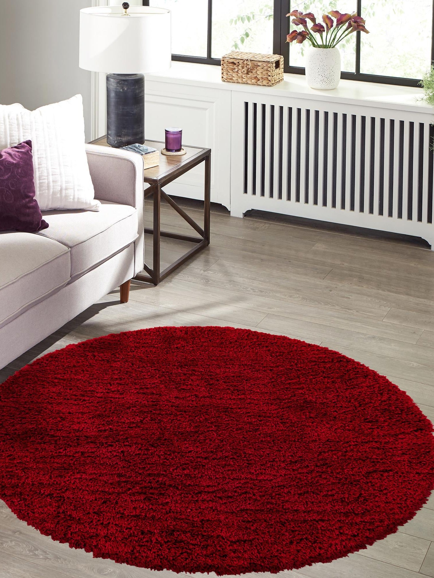 Lipstick 7' 10 x 7' 10 Marilyn Monroe Opulence Shag Round Area Rug Thick Soft Touch Fluffy & Plush Shaggy Pile 100% Polyester Carpet for Living, Dining, Bedroom, Office for Sale at Rug Engine