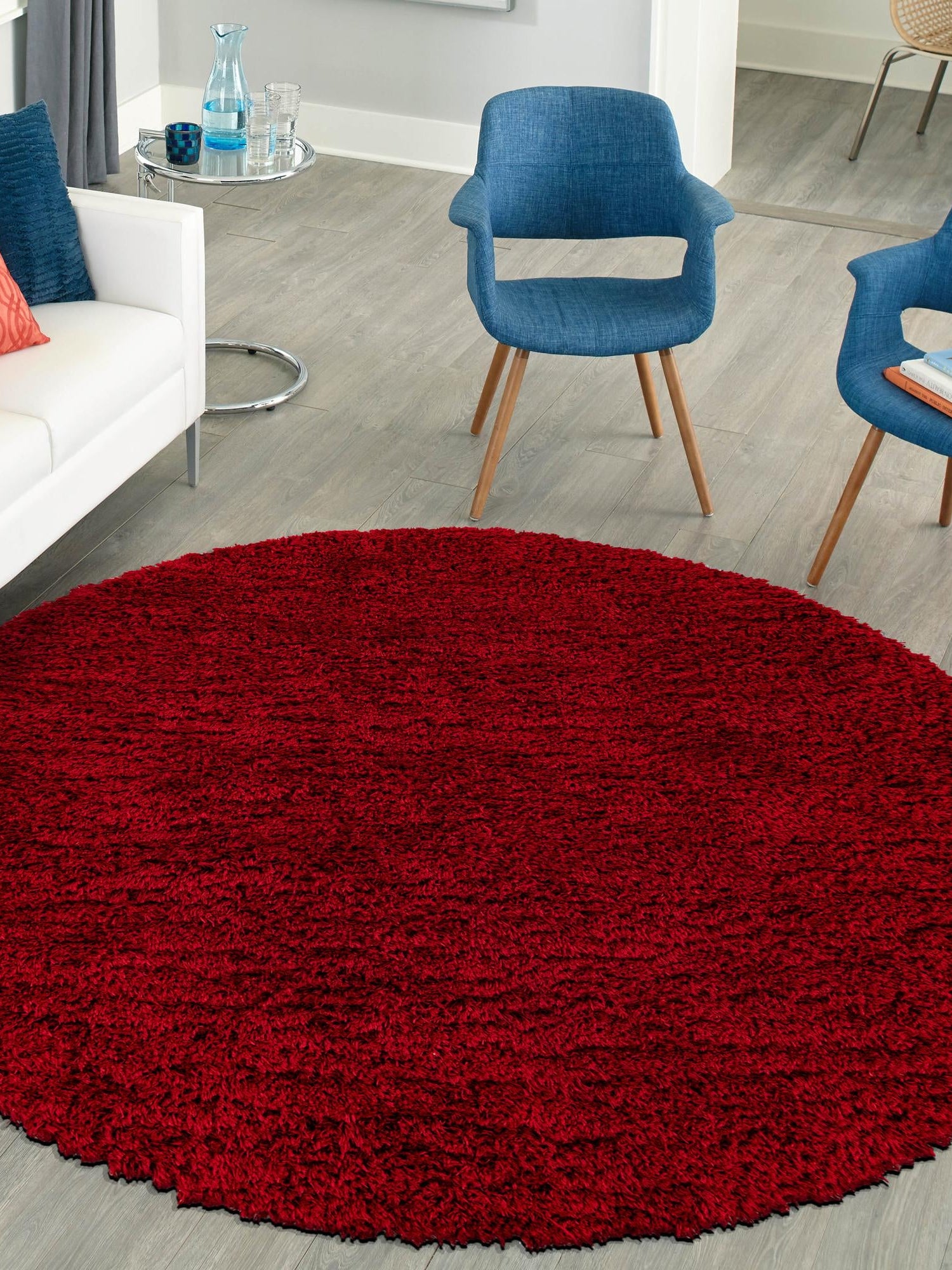 Lipstick 7' 10 x 7' 10 Marilyn Monroe Opulence Shag Round Area Rug Thick Soft Touch Fluffy & Plush Shaggy Pile 100% Polyester Carpet for Living, Dining, Bedroom, Office for Sale at Rug Engine