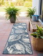 Navy Blue and Ivory 2' 7 x 12' Outdoor Coastal Runner Area Rug Weather Resistant for Patio, Deck, Terrace, Balcony, Porch 100% Polypropylene Coastal Decor Carpet for Sale at Rug Engine